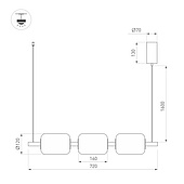 056885 Светильник SP-CARAMELA-HANG-L720-12W Warm2700 (BK, 360 deg, 230V) (Arlight, IP20, Натуральный шелк, 3 года)