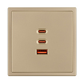 061836(1) ARL NOBE USB Розетка тип А+С+С софт-тач золотой песок SCT-MUACC-SFPL-FC-GD (65W, QC3) (Arlight, -)
