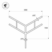 Кронштейн OXOR-SY4-3000x76-L1500 BLACK (Arlight, Сталь)