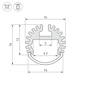 Профиль ARH-ROUND-D16-2000 ANOD (Arlight, Алюминий)