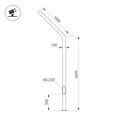 051409 Опора-светильник OXOR-STER-G45-1000x100x100-L4000-36W Warm3000 (BK, 230V) IP65 (Arlight, -)