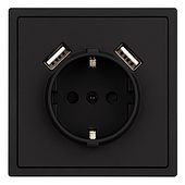 054289 Механизм розетки с USB зарядкой SCT-NOBE-MUAA-SFPL-BK (230V, 16A) (Arlight, Черный оникс)