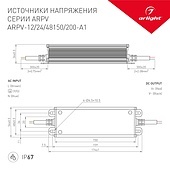 Блок питания ARPV-24150-A1 (24V, 6.25A, 150W) (Arlight, IP67 Металл, 3 года)