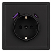 054285 Механизм розетки с USB зарядкой SCT-NOBE-MUAC-SFPL-BK (230V, 16A) (Arlight, Черный оникс)