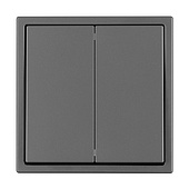 Механизм выключателя двухклавишный перекрёстный SWT-NOBE-MKX2-SFPL-GR (230V, 10A) (Arlight, Серый базальт)