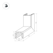 Коннектор угловой MAG-ORIENT-CON-2620-L90-EXT (BK, внешний) (Arlight, IP20 Металл, 3 года)