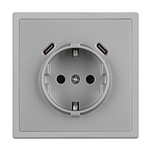061817(1) ARL NOBE Розетка зк со шторками с USB тип C+С софт-тач никель SCT-MUCC-SFPL-IS (250V, 16A) (Arlight, -)