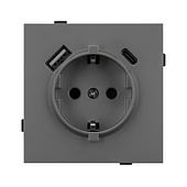 Механизм розетки с USB зарядкой SCT-TENDO-MUAC-SFPL-GR (230V, 16A) (Arlight, -)