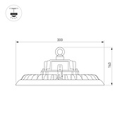 052868 Светильник SP-ARIVA-DIM-R300-150W White5000 (BK, 60 deg, 230V, 0-10V) (Arlight, IP65 Металл, 5 лет)