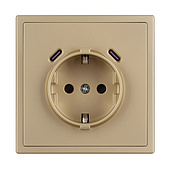 061815(1) ARL NOBE Розетка зк со шторками с USB тип C+С софт-тач золотой песок SCT-MUCC-SFPL-GD (250V, 16A) (Arlight, -)