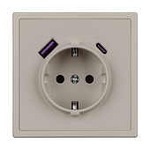 Механизм розетки с USB зарядкой SCT-NOBE-MUAC-SFPL-CA (230V, 16A) (Arlight, Кашемир)
