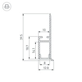 Профиль WALL-FANTOM-BENT-W10-SIDE-2000 ANOD (Arlight, Алюминий)