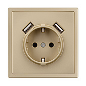 Механизм розетки с USB зарядкой SCT-NOBE-MUAA-SFPL-GD (230V, 16A) (Arlight, Золотой песок)