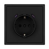 061813(1) ARL NOBE Розетка зк со шторками с USB тип C+С софт-тач черный оникс SCT-MUCC-SFPL-BK (250V, 16A) (Arlight, -)
