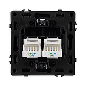 054309 Механизм сдвоенной телефонной розетки SCT-NOBE-MTL2-SFPL-BK (RJ-11, 4C) (Arlight, Черный оникс)