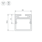 Профиль с экраном SL-LINE-2011M-2500 BLACK+OPAL SQUARE (Arlight, Алюминий)