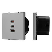 ARL NOBE USB Розетка тип А+С+С софт-тач никель SCT-MUACC-SFPL-FC-IS (65W, QC3) (Arlight, -)