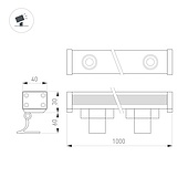 Линейный прожектор AR-LINE-1000-18W Warm3000 (GR, 30 deg, 230V) (Arlight, IP65 Металл, 3 года)