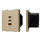 061836(1) ARL NOBE USB Розетка тип А+С+С софт-тач золотой песок SCT-MUACC-SFPL-FC-GD (65W, QC3) (Arlight, -)