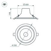 Светильник LTD-LEGEND-R230-35W White6000 (WH, 50 deg) (Arlight, IP20 Металл, 3 года)