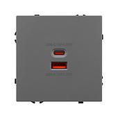 Механизм розетки с быстрой USB зарядкой SCT-NOBE-MUAC-SFPL-FC-GR (65W, QC3) (Arlight, -)