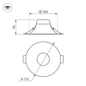 Светильник MS-BLIZZARD-BUILT-R115-10W Warm3000 (BK, 100 deg, 230V) (Arlight, IP20 Металл, 3 года)