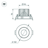Светильник MS-FORECAST-BUILT-TURN-R102-12W Warm3000 (WH-WH, 32 deg, 230V) (Arlight, IP20 Металл, 5 лет)