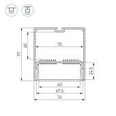 Профиль SL-LINE-7477-2000 ANOD (BY) (Arlight, Алюминий)