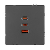 ARL NOBE USB Розетка тип А+С+С софт-тач серый базальт SCT-MUACC-SFPL-FC-GR (65W, QC3) (Arlight, -)