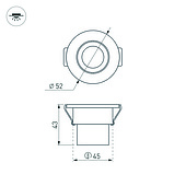 015393(1) Светильник встраиваемый LTM-R52-3W Warm3000 (Белый, 30 deg, 230V) (Arlight, IP40 Металл, 5 лет)